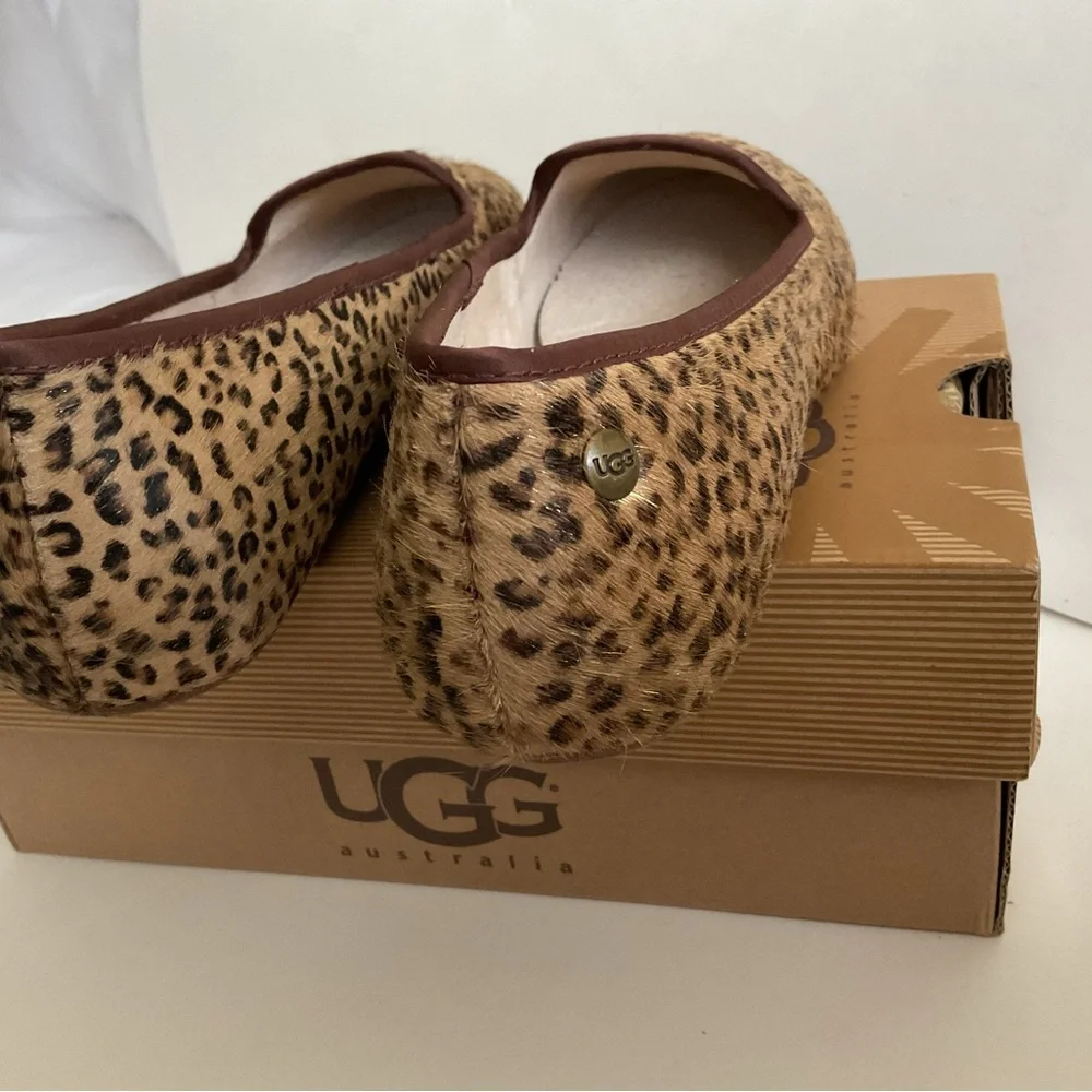 UGG ALLOWAY METALLIC LEOPARD CALF HAIR Ballet Flats Shoes NEW - Picture 12 of 15